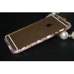 Wholesale Apple iPhone 5S 5 Luxury Diamond Metal Bumper (Pink Purple)